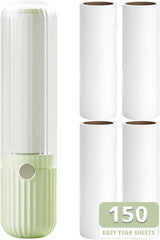 Mini Lint Roller with 150 Sheets - Portable Pet Hair Remover for Clothes, Furniture