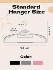 VASSON Grey Plastic Hangers 50 Pack, Slim Space Saving, Non Slip Hangers with Rubber Pads