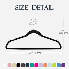 VASSON Black Velvet Hangers 70 Pack, Non Slip Clothes Felt Hanger Heavy Duty for Coat