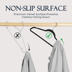 VASSON Black Velvet Hangers 70 Pack, Non Slip Clothes Felt Hanger Heavy Duty for Coat