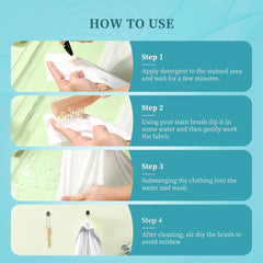 VASSON Laundry Stain Brush, Natural Soft Boar Bristles