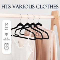 VASSON Black Velvet Hangers 70 Pack, Non Slip Clothes Felt Hanger Heavy Duty for Coat