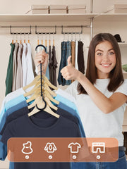 VASSON 10 Pack Black Magic Space Saving Hangers, Premium Smart Hanger Hooks,Sturdy Cascading Hangers with 5 Holes for Heavy Clothes