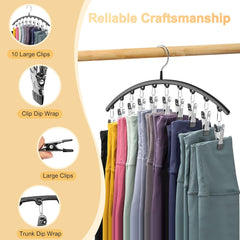 VASSON 2Pack Legging Organizer for Closet, Metal Yoga Pants Hangers 2 Pack w/10 Clips Holds 20 Leggings