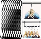 VASSON 10 Pack Black Magic Space Saving Hangers, Premium Smart Hanger Hooks,Sturdy Cascading Hangers with 5 Holes for Heavy Clothes