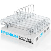 VASSON 12 Pack 14 inch Clear Plastic Skirt Hangers with Adjustable Clips, Pants Hangers 360-Rotating Swivel Hook