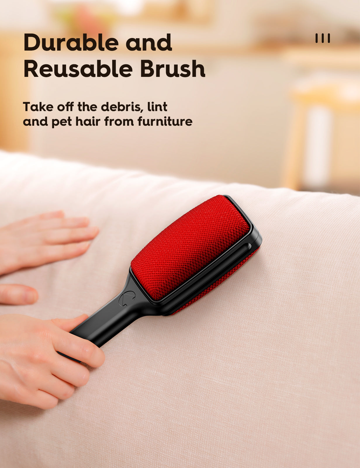 Cat Hair Removal Brush With Wooden Handle - Lint & Pet Hair Remover For Clothes, Furniture, Car Seats, Anti-Static Clothes Brush