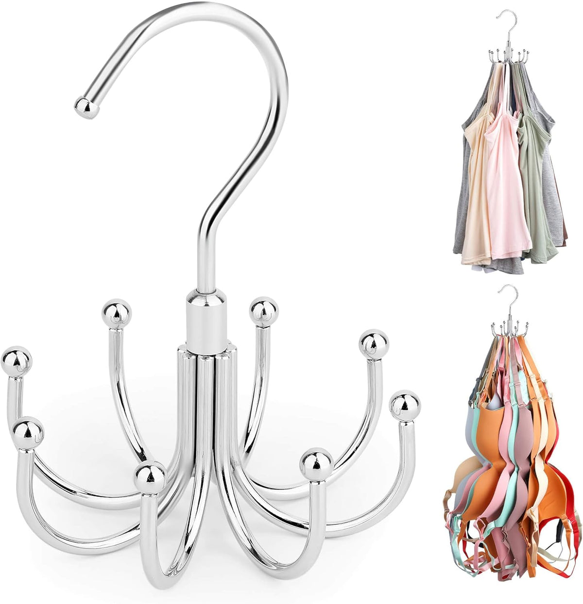 VASSON Tank Top Hanger, Rotatable Bra Organzier for Closet, Max 24 Storage Capacity Sport Bra Holder